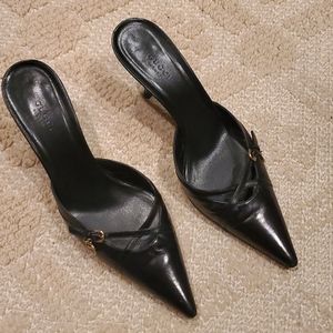 Gucci Black Leather Slides Shoes 8.5